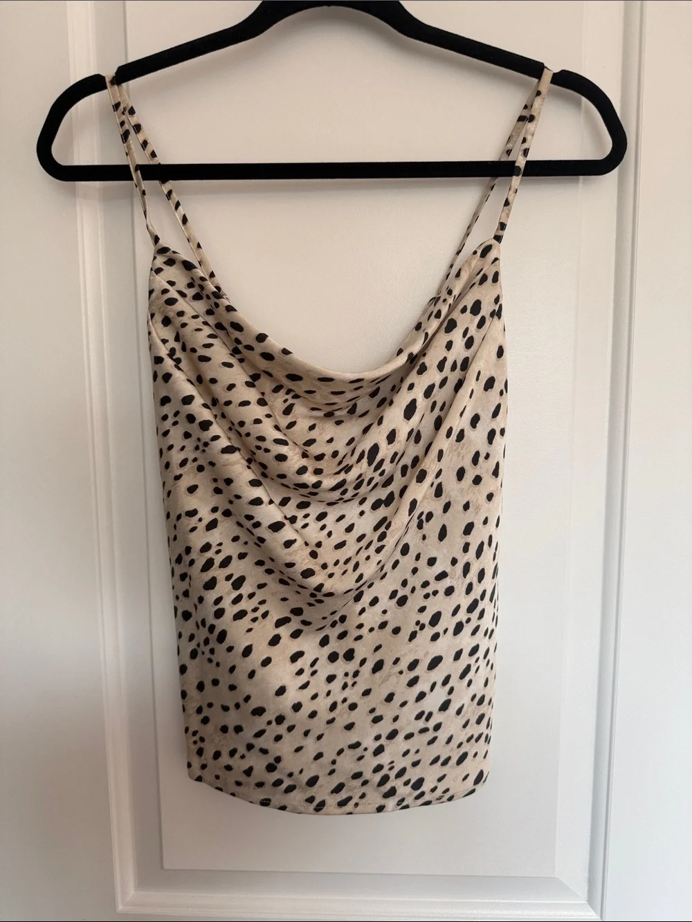 Beige Cowl Neck Animal Print Cami Top
